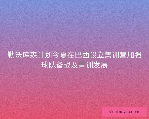 勒沃库森计划今夏在巴西设立集训营加强球队备战及青训发展