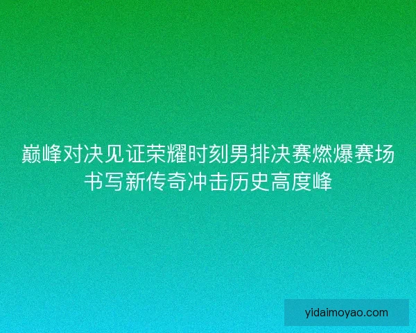 巅峰对决见证荣耀时刻男排决赛燃爆赛场书写新传奇冲击历史高度峰